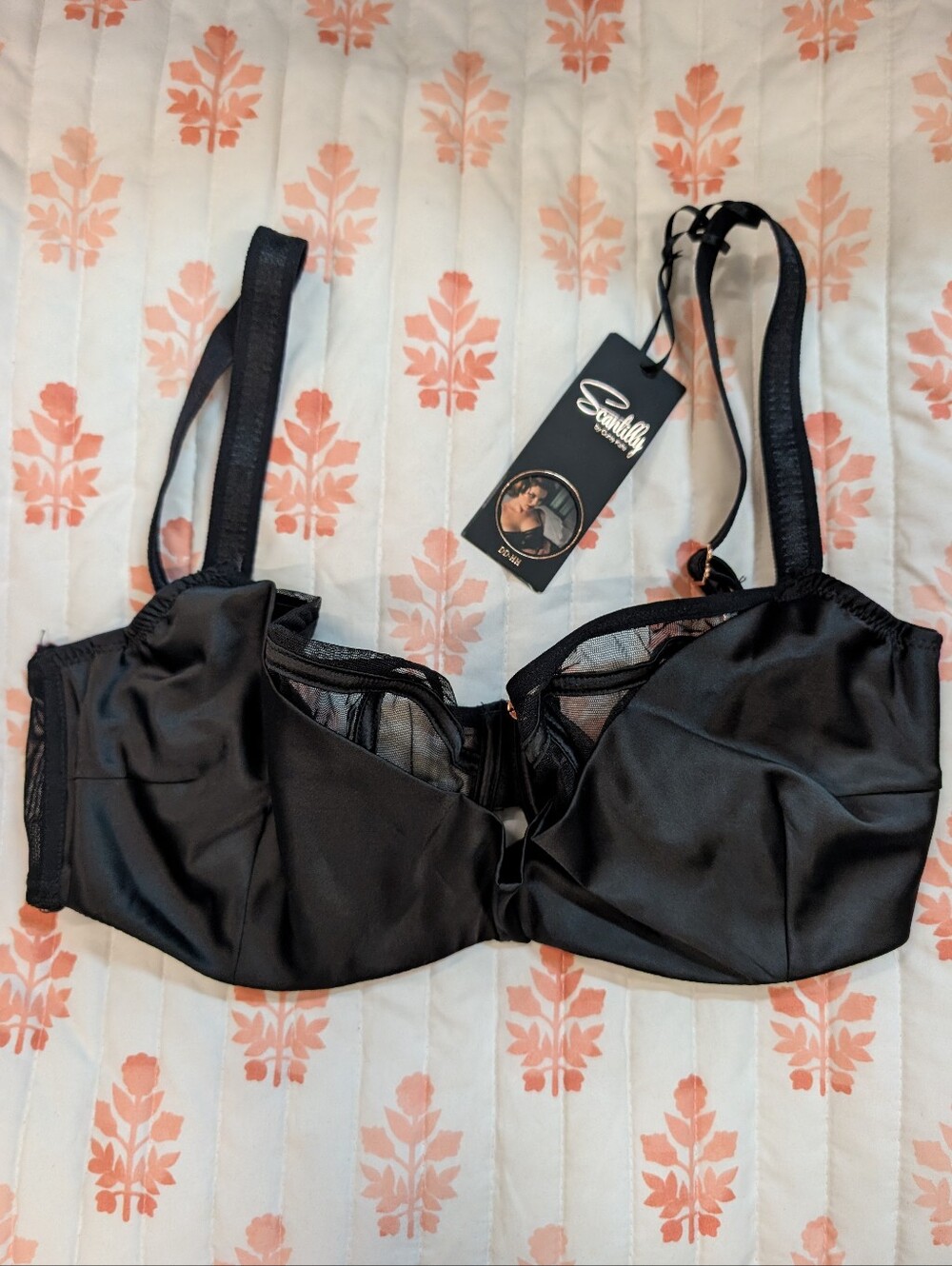 Scantilly by Curvy Kate Black Balconette Bra Peekaboo 30H 30FF New Sexy Extended